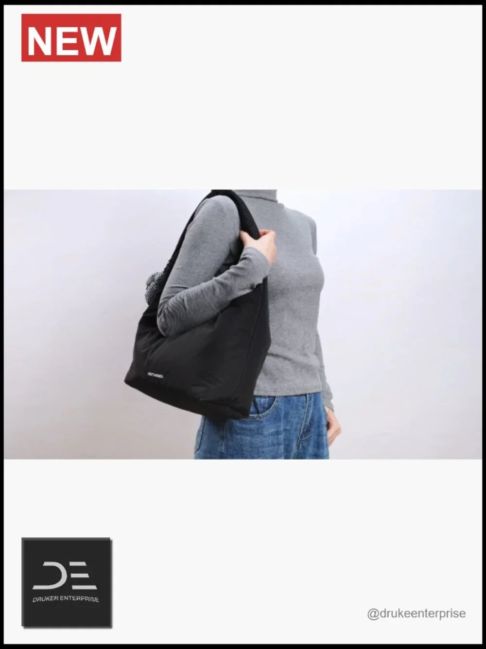 Puffer Hobo Shoulder Bag Medium Soft Laptop Bag with Flower Keychain